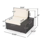 8-Piece Wicker Outdoor Patio Sectional Seating Set with White Cushions