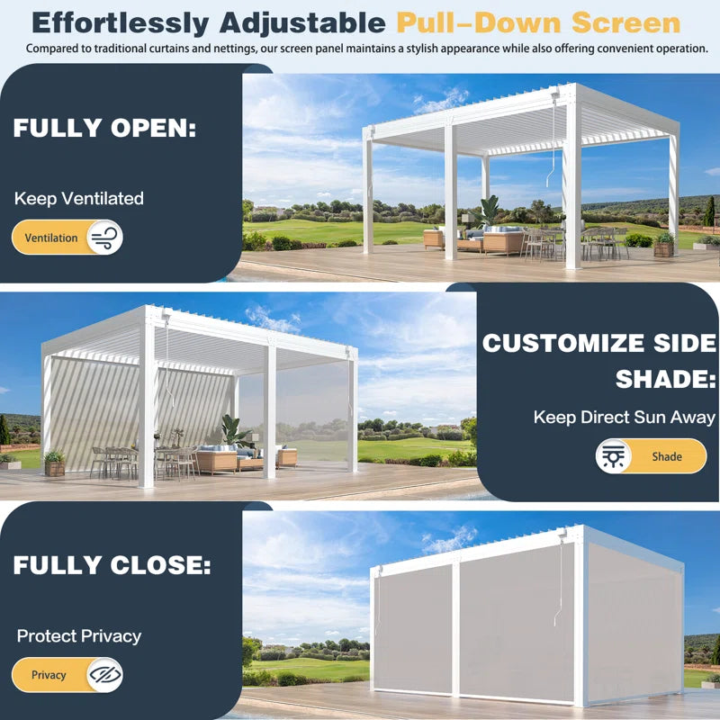 Aluminum Louvered Pergola, Outdoor Pergola with Adjustable Louvered Roof
