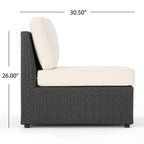 8-Piece Wicker Outdoor Patio Sectional Seating Set with White Cushions
